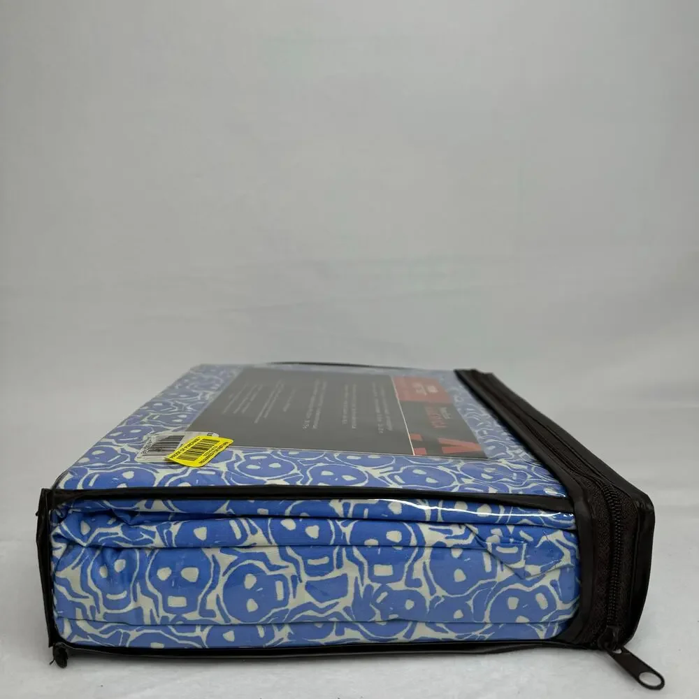 Perry Ellis American Twin Skull Sheet Set 200 Thread Count Blue/White New Rare‎